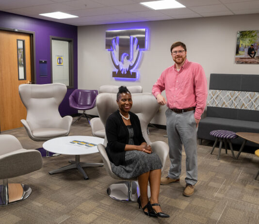 Tech Tomorrow: What have we done, part 1 Launchpad Director Simone McKelvey and Assistant Director Chris Kohl in the Launchpad reception area.