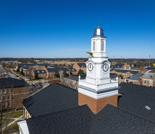 What’s next for Tech Tomorrow? New cupola on Derryberry Hall against a clear blue sky
