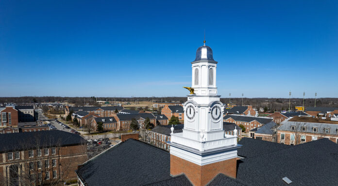 What’s next for Tech Tomorrow? New cupola on Derryberry Hall against a clear blue sky