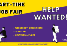 Part-time Job Fair is Wednesday, Aug. 26 on Centennial Plaza from 11am-1pm