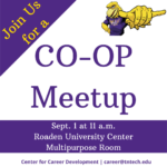 First Co-op Meetup of the semester is TUESDAY, Sept. 1 at 11am