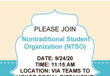 Nontraditional Student Organization (NTSO) 1st meeting Fall 2020