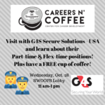 Careers n’ Coffee featuring G4S Secure Solutions is Wed., Oct. 28 at 11 a.m.