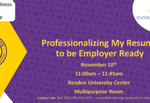 Purple Workshop on Nov. 10: Professionalizing My Resume to be Employer Ready