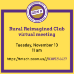 Rural Reimagined Club Meets on Tuesday, Nov. 10, at 11 am!