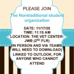 NTSO meeting in Vet Center JWB on 11/17 at 11:15 am