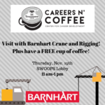 Careers n’ Coffee featuring Barnhart Crane and Rigging on Thurs., Nov. 19