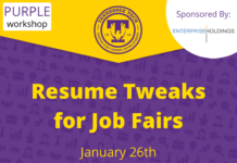 Purple Career Readiness Workshop on Jan. 26: Resume Tweaks for Upcoming Job Fair