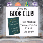 Next Book Club Meeting is on Tuesday, Feb. 16!