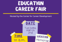 Education Career Fair is in Memorial Gym on Tuesday, Mar. 2