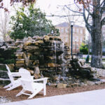 Name the waterfall on Centennial Plaza!
