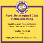 Rural Reimagined Club Virtual Meeting – Tuesday, March 23, at 11 a.m.
