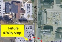 New 4-way Stop at Stadium Dr and Wings Up Way