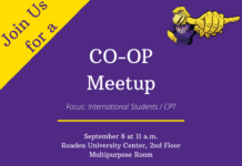 Co-op Meetup CPT on Wednesday, Sept. 8, at 11 a.m. in RUC Multipurpose Room