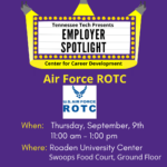 Employer Spotlight featuring Air Force ROTC is Thursday, Sept. 9
