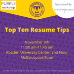 Purple Career Readiness Workshop on Nov. 9: Top Ten Resume Tips