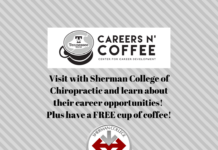 Careers n’ Coffee featuring Sherman College of Chiropractic is Monday, Nov. 8th