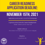 Gold/Purple Career Readiness Application Deadline on Nov. 15th