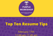 Purple Career Readiness Workshop on Feb. 17: Top Ten Resume Tips