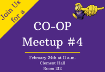 Co-op Meetup #4 on Thursday, Feb. 24, at 11 a.m. in Clement Hall, Room 212