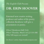 English Club Presents a Talk With Dr. Erin Hoover