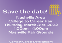 The Nashville Area College to Career Fair is Thursday, Mar. 31