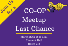 LAST CHANCE Co-op Meetup is Tuesday, March 29 in CLEM 212 at 11:00am