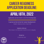 Gold/Purple Career Readiness Deadline on Apr. 18