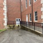 Volpe Library Rear Entrance Closed for Awning Installation