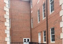 Volpe Library Rear Entrance Closed for Awning Installation