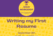 Gold Career Readiness Workshop on September 8: Writing My First Resume