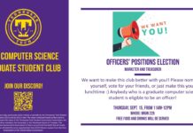 Computer Science Graduate Club Officers’ Positions Election (9/15)