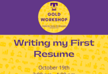 Gold Career Readiness Workshop on October 19: Writing My First Resume