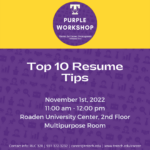 Purple Career Readiness Workshop on November 1: Top Ten Resume Tips