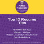 Purple Career Readiness Workshop on November 9: Top Ten Resume Tips