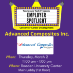 Employer Spotlight featuring Advanced Composites Inc. in the RUC Lobby Mar. 2