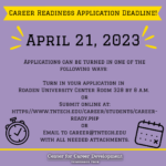 Career Readiness Deadline is Friday, April 21