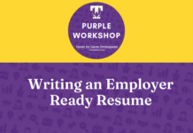 Purple Career Readiness Workshop on August 29: Writing an Employer Ready Resume
