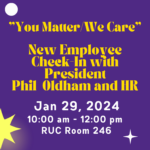 4th Quarter 2023 New Employee Check-in with President Phil Oldham and HR