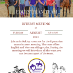Equestrian Team Interest Meeting on Aug 27