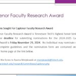 Nominations for Caplenor Faculty Research Award Wanted