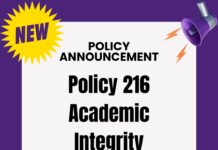 Reminder: Policy 216 Academic Integrity in Effect January 1, 2025
