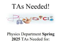 Physics Department: Spring 2025 TA Positions Available