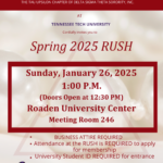 TTU Delta Sigma Theta Sorority, Inc. Chapter Rush Event – Sunday, Jan.26th