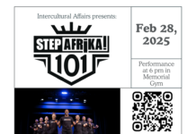 Step Afrika Music Performance – Memorial Gym, Friday at 6:00 PM