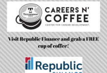 Republic Finance Careers n’ Coffee on Monday, April 7 at Swoops Food Court
