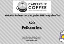 620 Pelham Careers nā Coffee on Monday, April 14