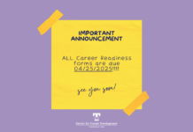 Career Readiness Applications Deadline is April 25 at 8AM