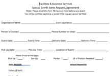 Table & Chair Request Form