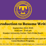 Sept. 23 Introduction to Resume Writing Workshop